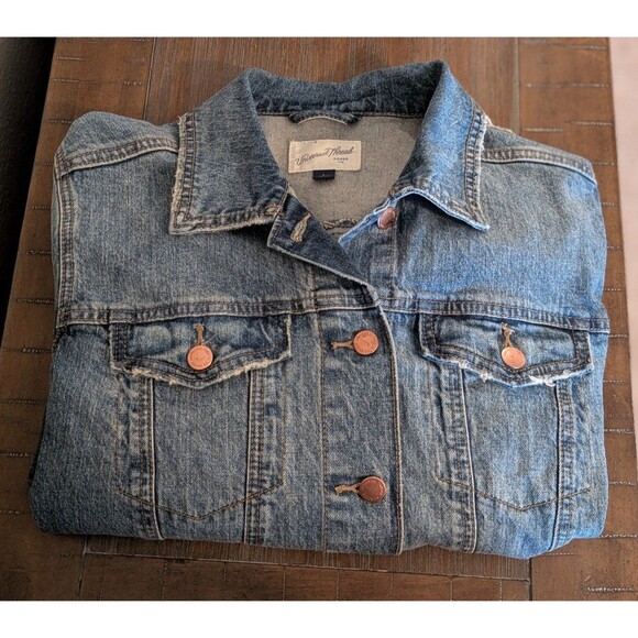 Universal Thread Button Front Medium Wash Jean Cotton Denim Jacket Size Large - Picture 1 of 10